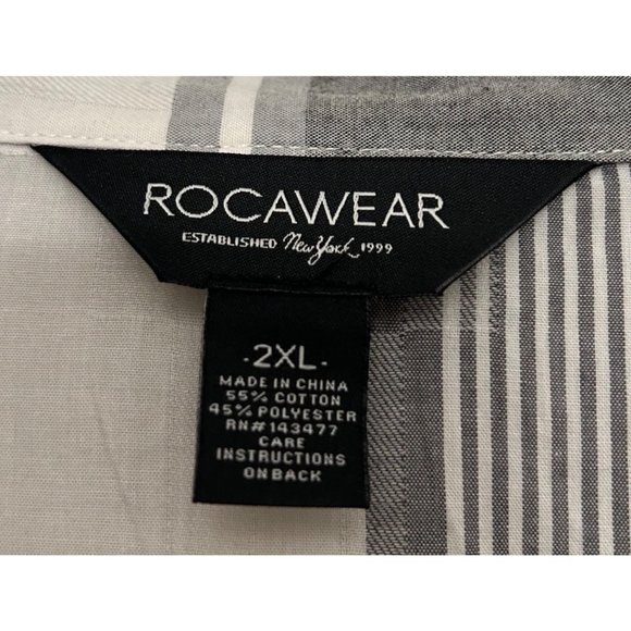 Rocawear Men Button Up Shirt Stripped Long Sleeve Plaid Dressy - Picture 6 of 12